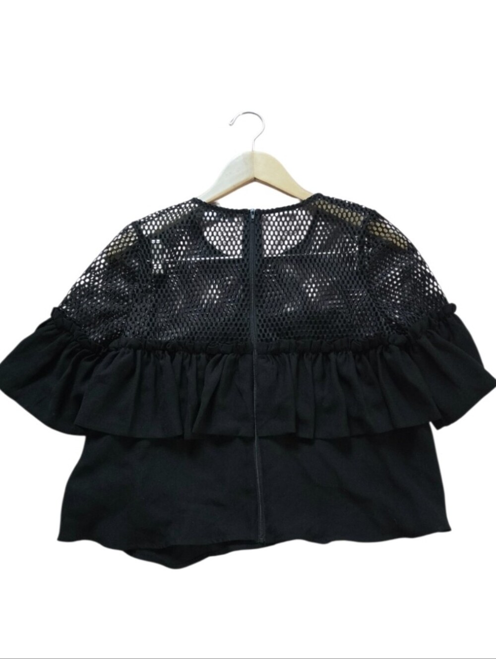 Ina Black Mesh Ruffle Top - Picture 2 of 5